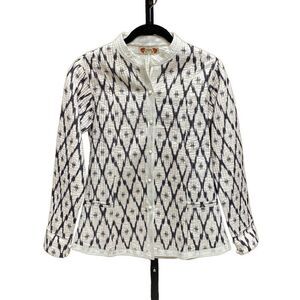 Malini Grey & White Quilted Jacket Size Small